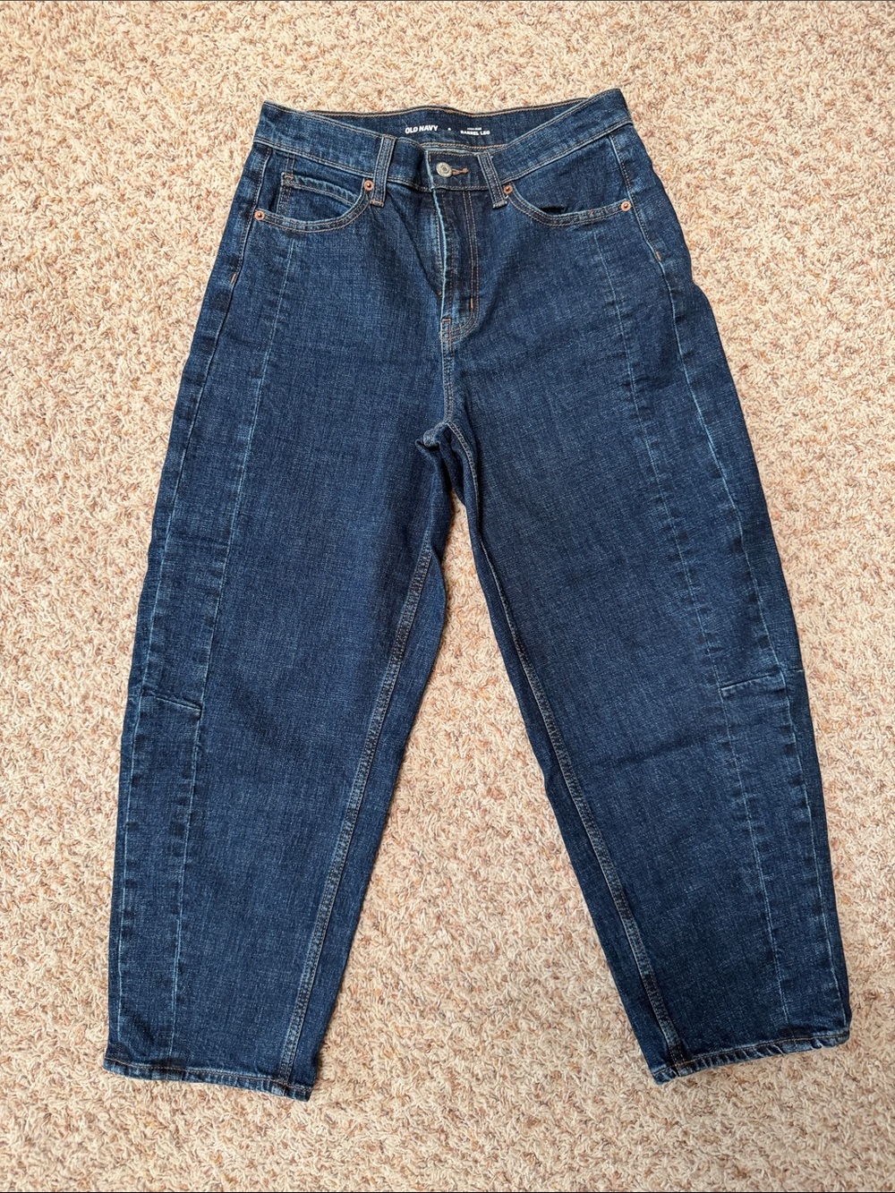 Dark Blue High rise Barrel Jeans
